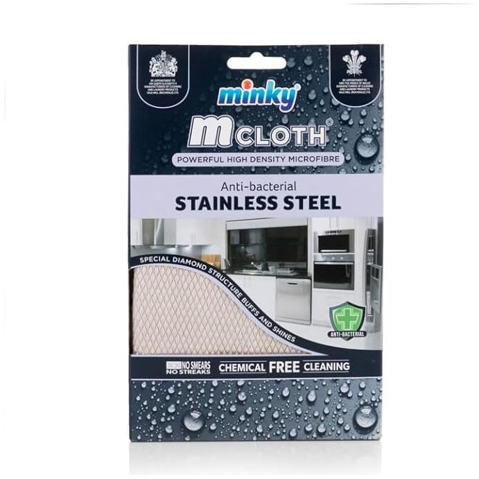 Minky Stainless Steel Cleaning Cloth - High Density Antibacterial Microfibre