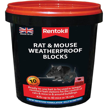 Rentokil Mouse Rat Weatherproof Block Baits Pack 10