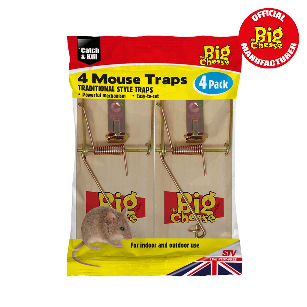 The Big Cheese Wooden Mouse Traps 4 Pack STV040