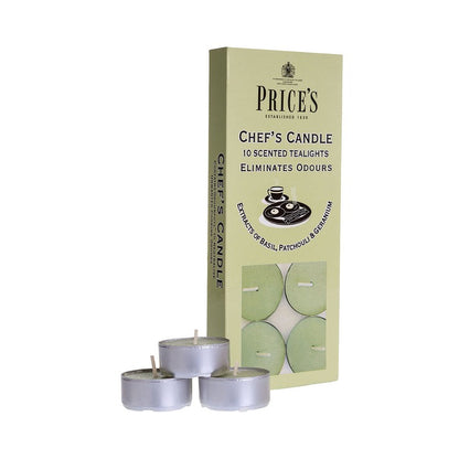 Odour Eliminating Chef's Scented Tealights Candles - Neutralises Cooking Smells - Pack of 10