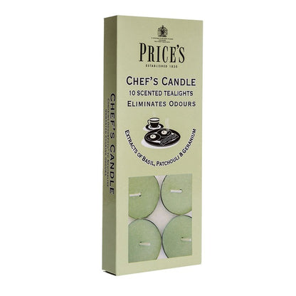 Odour Eliminating Chef's Scented Tealights Candles - Neutralises Cooking Smells - Pack of 10