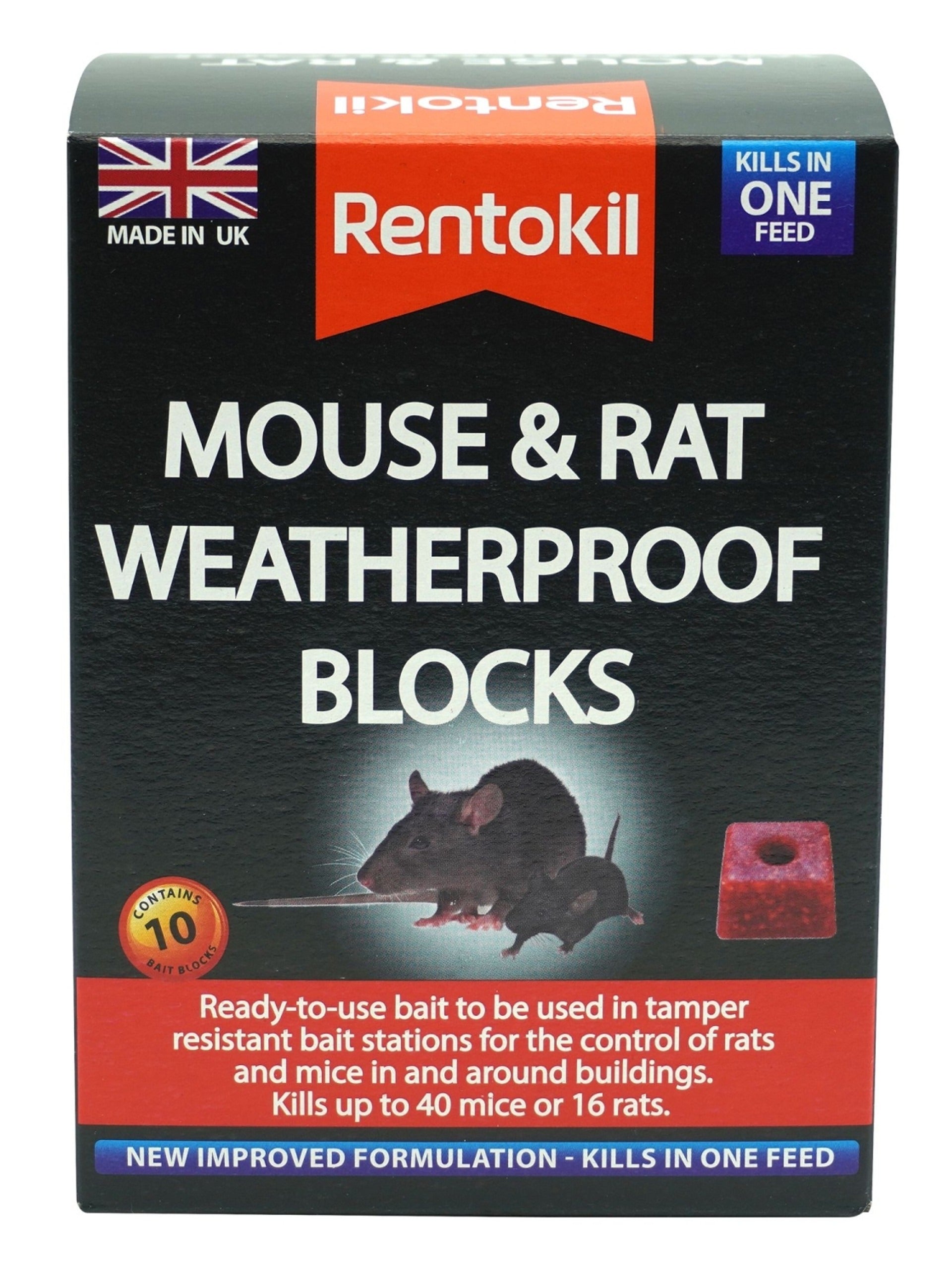 Rentokil Mouse & Rat Weatherproof Block Baits Pack 10