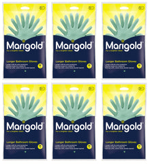 Marigold Longer Bathroom Cleaning Rubber Gloves - Size Medium - Box of 6 Pairs