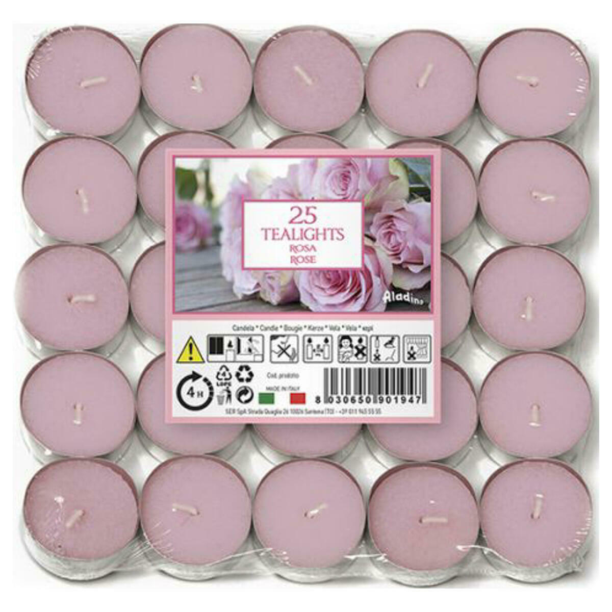 Scented Tea Lights Candles Pack of 25 - Rose