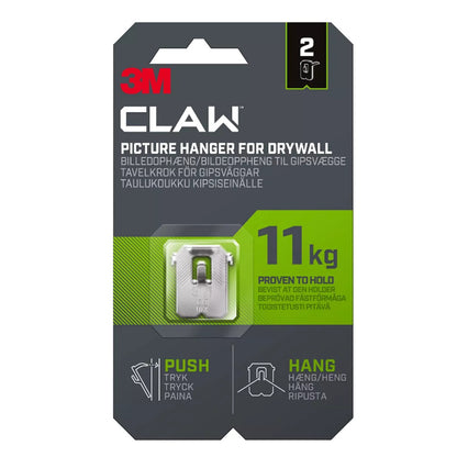 3M CLAW Drywall/Plasterboard Picture Hangers 11kg 2 Pack