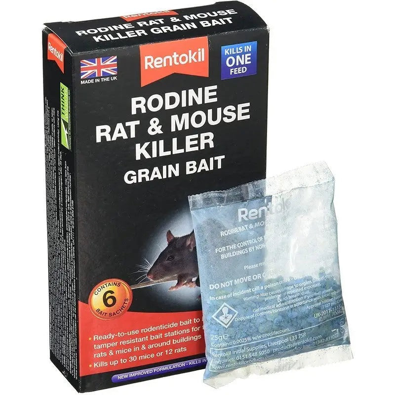 Rentokil Rodine Rat & Mouse Killer Grain Bait 6 Sachets