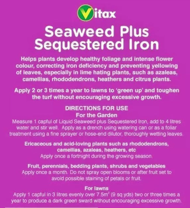 Vitax Liquid Seaweed Plus Sequestered Iron 500ml