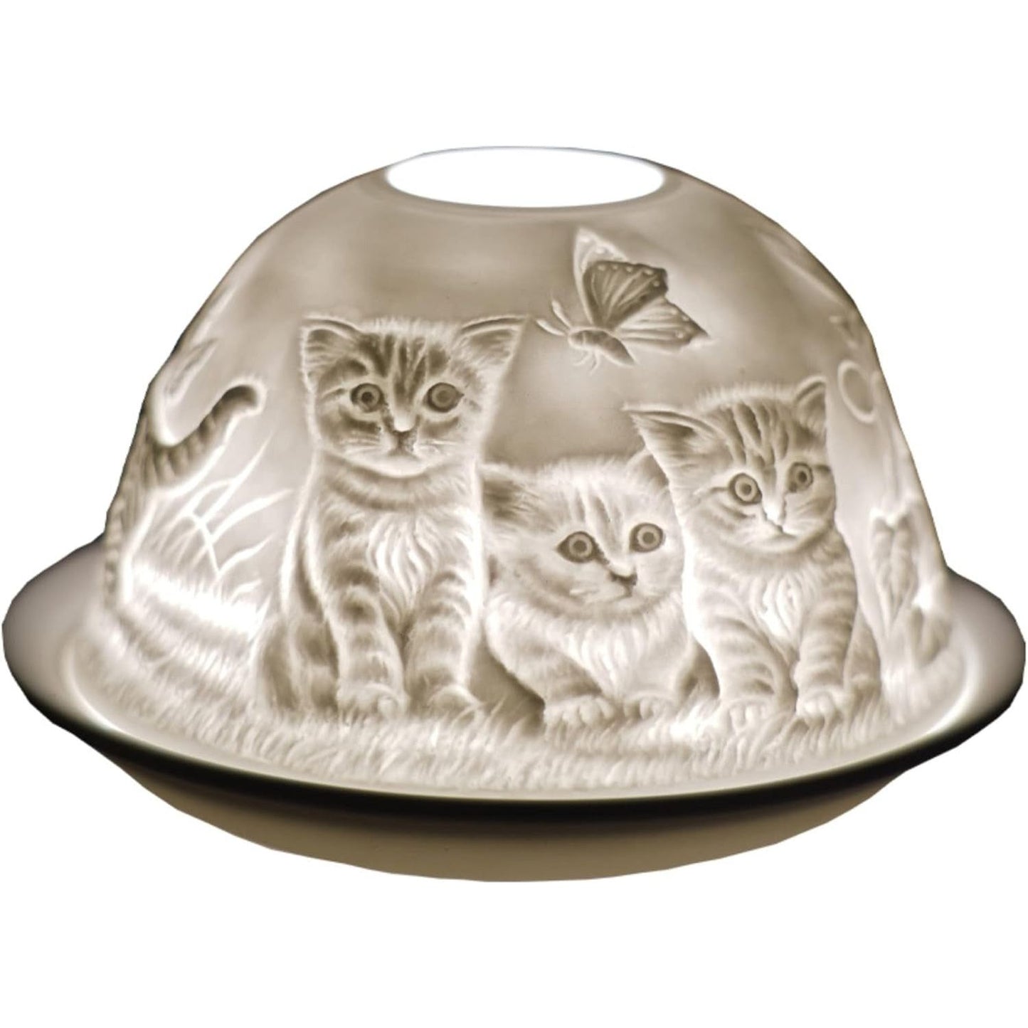 Nordic Lights Candle Holder Shade With Plate - Kitten Butterfly