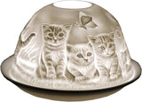 Nordic Lights Candle Holder Shade With Plate - Kitten Butterfly