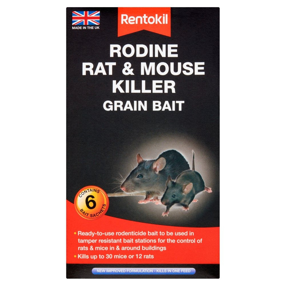 Rentokil Rodine Rat & Mouse Killer Grain Bait 6 Sachets