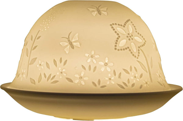 Nordic Lights Candle Holder Shade With Plate - Flowers & Butterflies