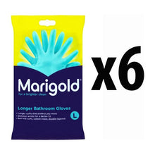 Marigold Longer Bathroom Cleaning Rubber Gloves - Size Large - Box of 6 Pairs