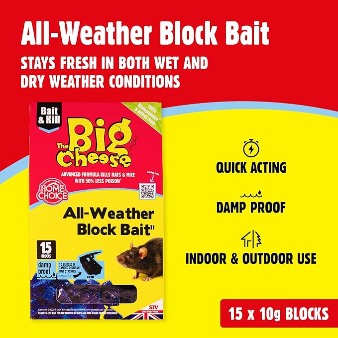 The Big Cheese All Weather Block Bait For Mouse & Rat Bait Stations- 15 Pack STV212