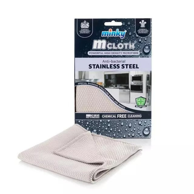 Minky Stainless Steel Cleaning Cloth - High Density Antibacterial Microfibre