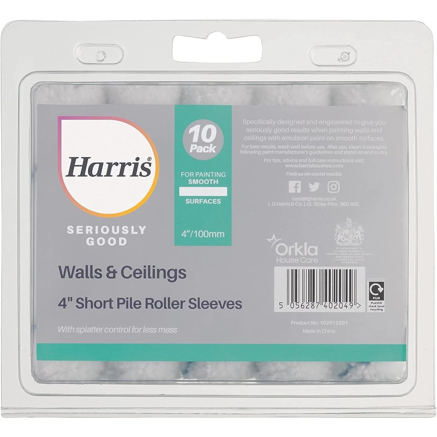 Harris Seriously Good Walls & Ceilings 4" Short Pile Roller Sleeves 10 Pack