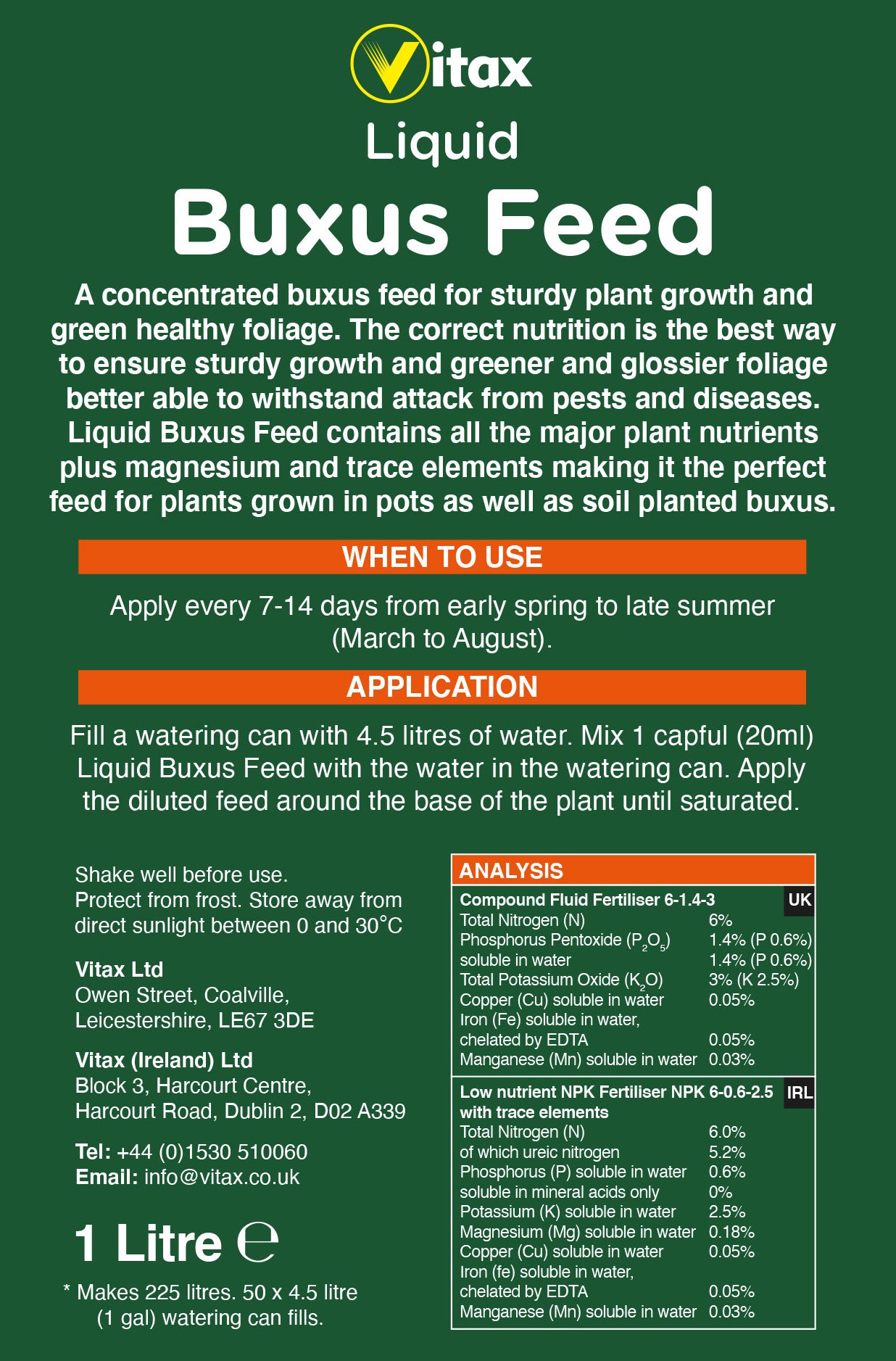 Vitax Liquid Buxus Feed 1 Litre