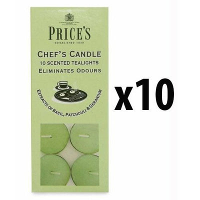 Odour Eliminating Chef's Scented Tealights Candles - Neutralises Cooking Smells - 10 Packs of 10