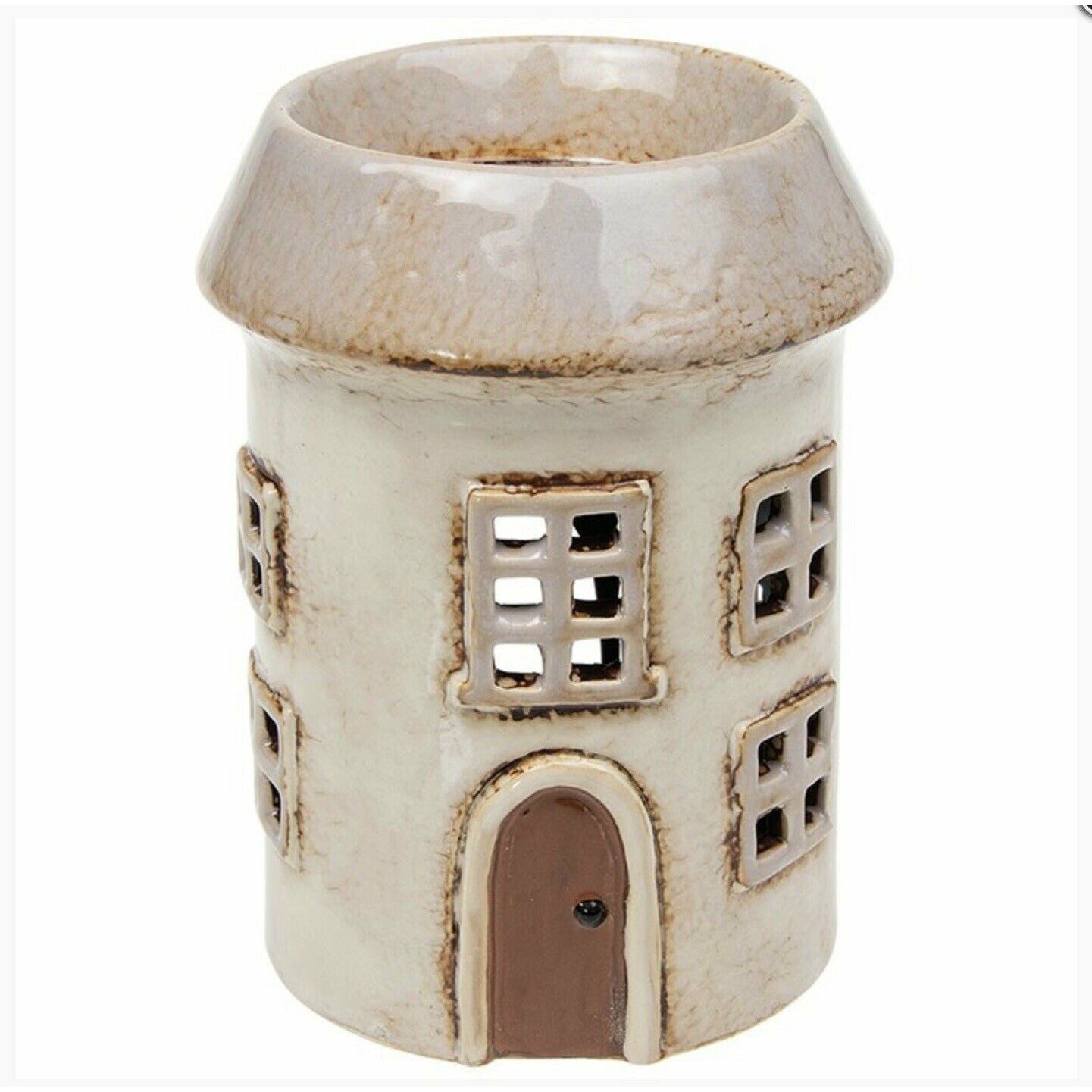 Village Pottery Warmer Windows Tealight Holder & Oil Burner - Cream