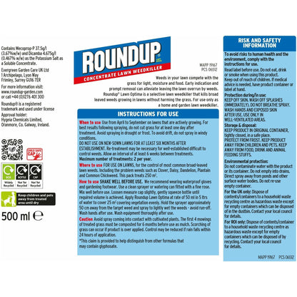 Roundup Concentrate Lawn Weedkiller No Glyphosate 500ml