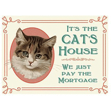 Cats House Metal Wall Sign UK Made Large 40cm x 30cm / 16" x 12"