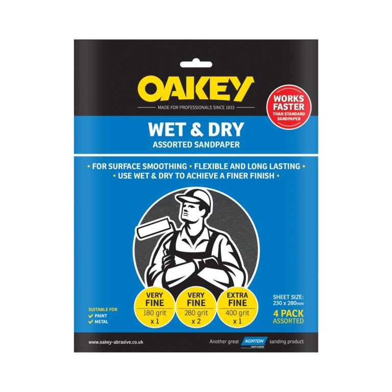 Norton Oakey Flexible Wet & Dry Sandpaper Assorted Pack