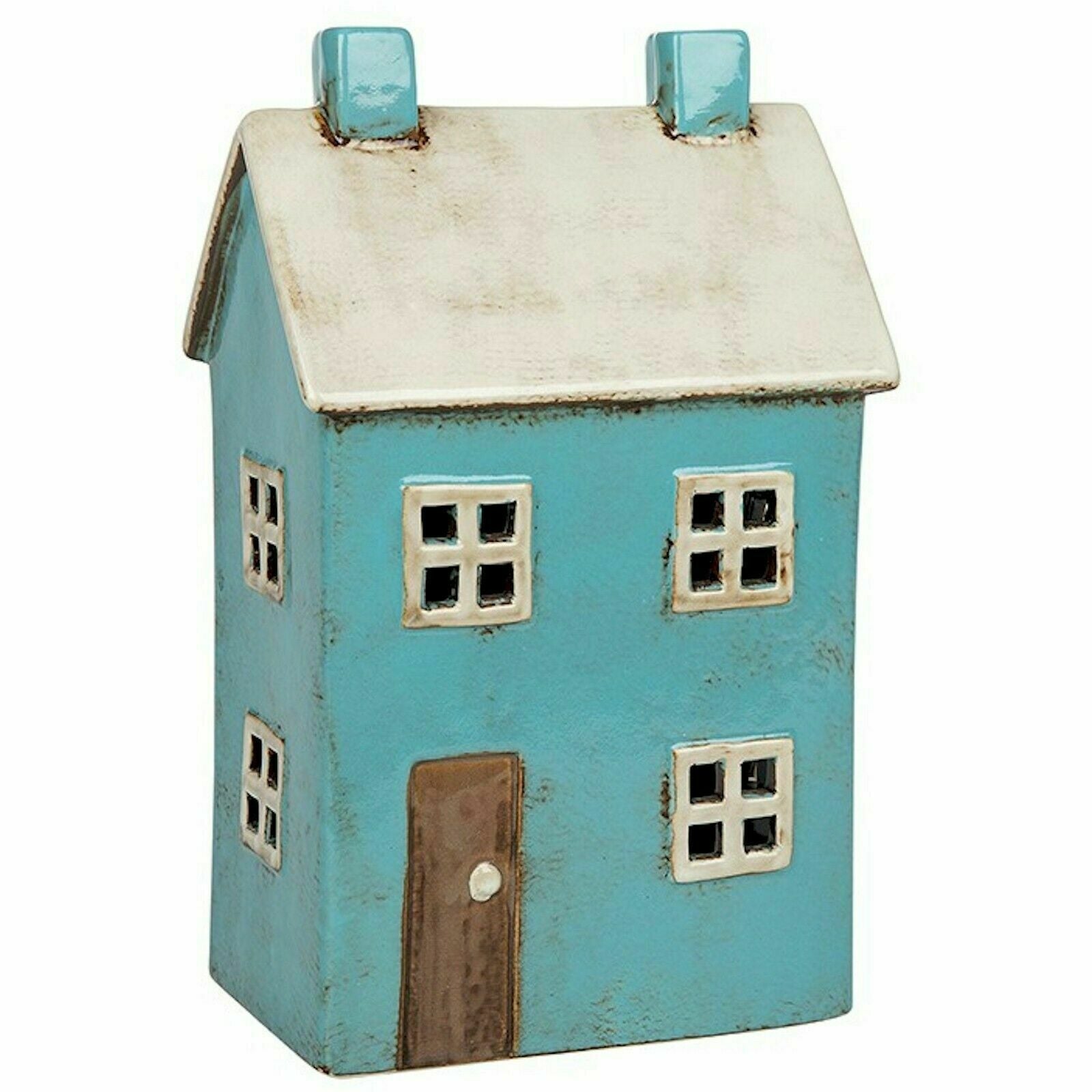 Village Pottery Blue House Tealight Holder