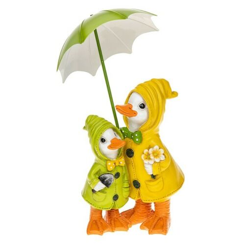 Puddle Duck Mum & Baby Sitting Under a Brolly Ornament