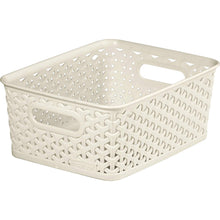 Curver Faux Rattan Plastic Storage Basket 13 Litre - Cream