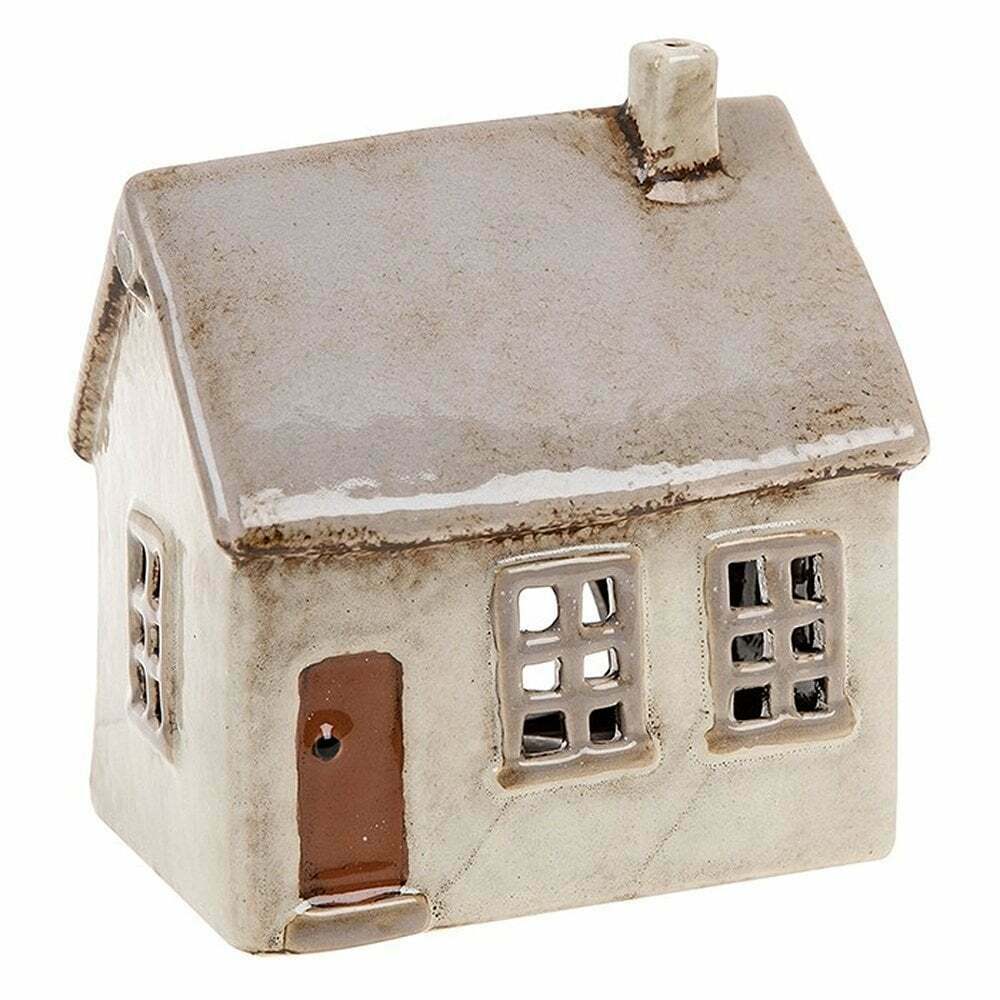 Village Pottery House Tealight Holder - Light Grey