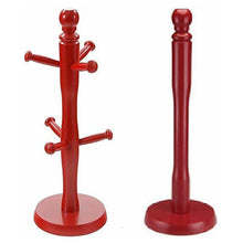 Apollo Beech Wood Kitchen Towel Holder & Mug Tree - Red