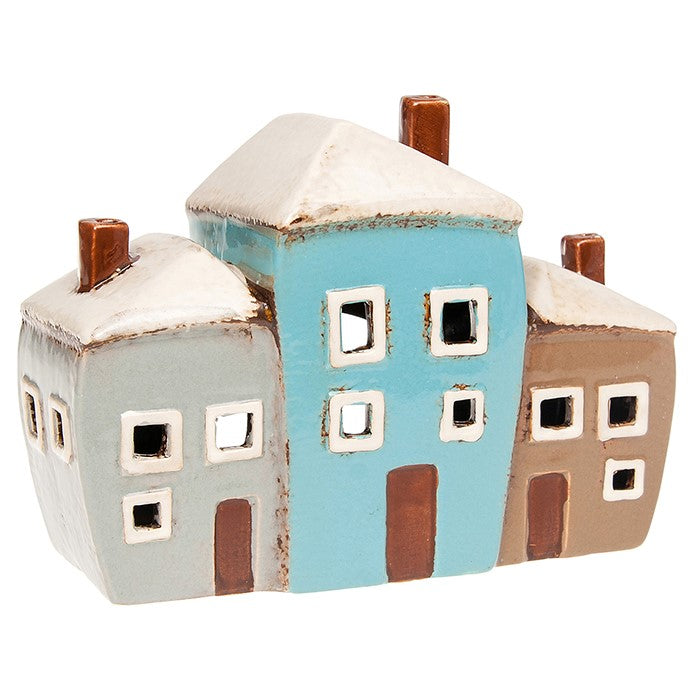 Village Pottery Three House Tealight Holder