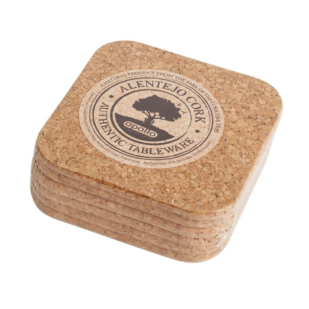 Apollo Square Cork Coasters Set of 6