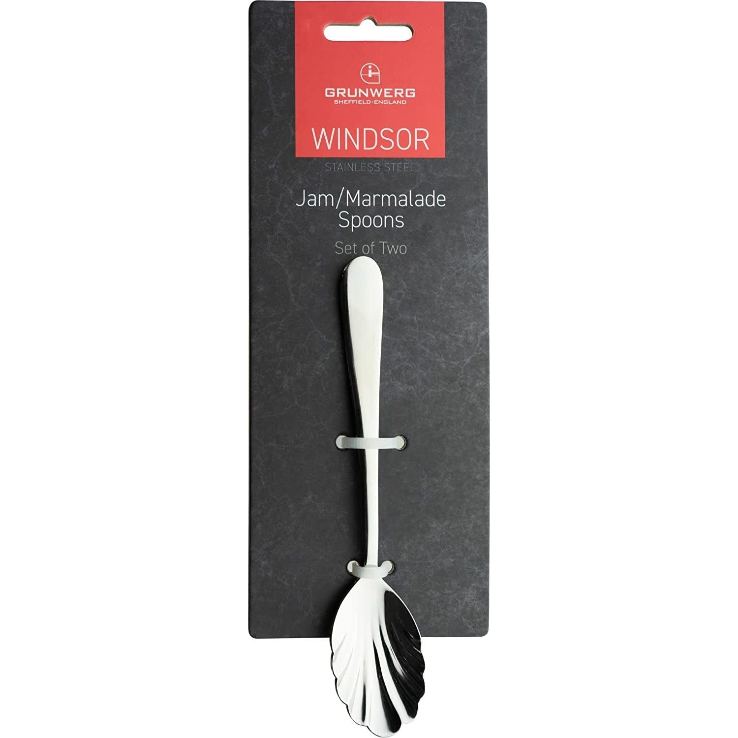 Grunwerg Windsor Stainless Steel Jam, Marmalade & Sugar Spoons 2 Pack